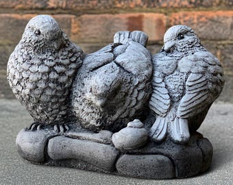 Sone birds statue Concrete bird figurine Cement animal ornament Garden bird decoration Bird lover gift Handmade bird Outdoor birds sculpture