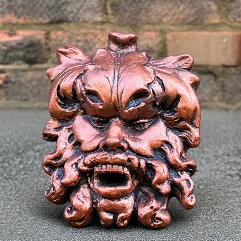 Concrete Green Man Mask Figurine Handmade Wall Mask Ornament
