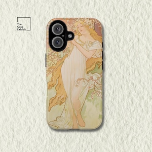 Alphonse Mucha "Les Saisons II (Spring)" | Art Nouveau Floral Muse Phone Case for iPhone, Samsung, Google Pixel | Feminine Botanical Whimsy