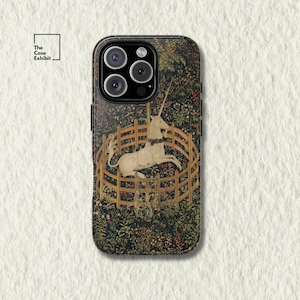 The Unicorn in Captivity | Medieval Tapestry Phone Case for iPhone, Samsung, Google Pixel | Mythic Botanical Print