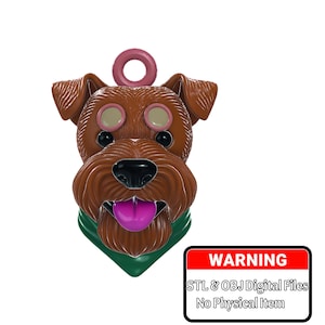 3d Airedale Terrier Dog Head Keychain