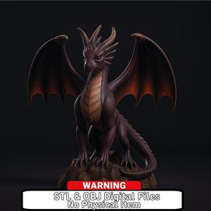 Majestic Dragon Figurine | 3D Printed Fantasy Dragon Statue | Mythical Creature Home Decor