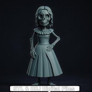 3D Druckbare Skelett Mädchen Figur: Gothic Halloween Dekor (STL/OBJ Datei)