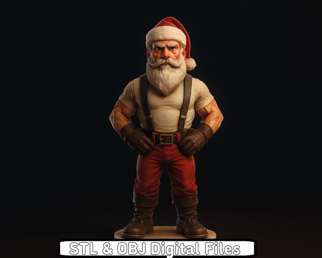 Muscular Santa Claus 3D Model STL OBJ | Strong Santa Figurine for 3D ...