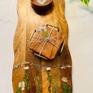 Floral Cheeseboard with bowl & Coasters Set&quot;