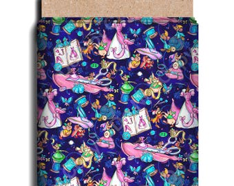Character Fabric, Cartoon, Movie, Princess, Cinderella, High Quality, Custom, Cotton Lycra Fabric, 9x13 Fabric