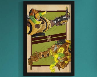 Orisa Overwatch Print, Flip Overwatch 2 Wall Art, Gamer Wall Decor, Blizzard Fan Art, Card Style 11x17 Collectible Artwork