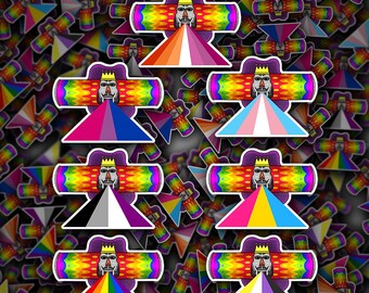 King of the Cosmos Pride Sticker, Katamari Damacy Inspired, LGBTQ Rainbow Sticker, Vinyl Sticker, Gift