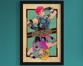 Impresión de Zarya de Overwatch, arte de pared de Overwatch 2, decoración de pared para gamers, arte de fan de Blizzard, obra de arte coleccionable de 11 x 17 cm.