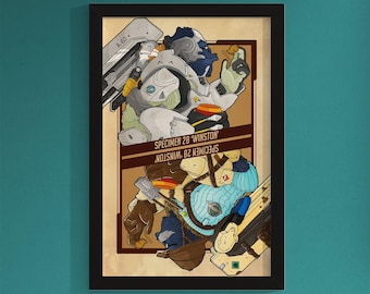 Winston Overwatch Print, Flip Overwatch 2 Wall Art, Gamer Wall Decor, Blizzard Fan Art, Card Style 11x17 Collectible Artwork