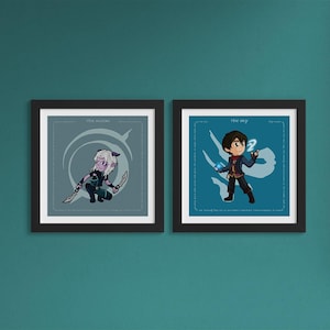 Juego de impresiones de Príncipe Dragón, arte de pared de fantasía de 8 x 8, decoración con significado mágico de Rayla Callum, obra de arte coleccionable