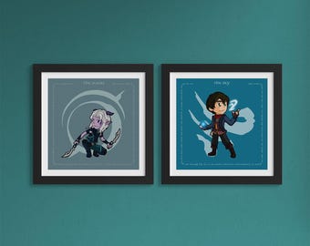 Juego de impresiones de Príncipe Dragón, arte de pared de fantasía de 8 x 8, decoración con significado mágico de Rayla Callum, obra de arte coleccionable