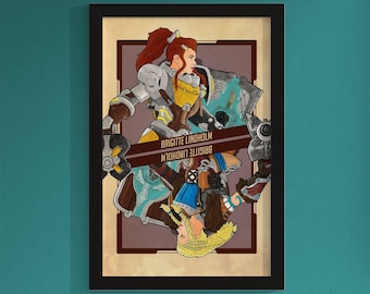 Brigitte Overwatch Print, Flip Overwatch 2 Wall Art, Gamer Wall Decor, Blizzard Fan Art, Card Style 11x17 Collectible Artwork