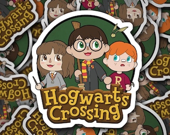 Hogwarts Crossing 4.5" Sticker, Harry Potter x Animal Crossing Crossover, Glossy Vinyl Waterproof Sticker