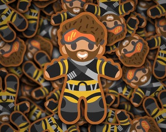 Pegatina Mirage Gingerbread, Fan Art de Apex Legends, Vinilo impermeable único de 5 pulgadas, Pegatina de colección para gamers