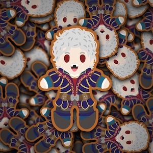 Astarion  Gingerbread Stickers, Dungeons and Dragons DnD Fantasy Characters, Baldur’s Gate 3, 5” Waterproof Vinyl