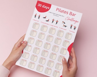 30 Day Pilates Bar Workout Challenge, 30 Day Pilates, Pilates Bar exercise, Pilates Fit, Printable Pilates, Pilates Digital Guide, PDF, A4