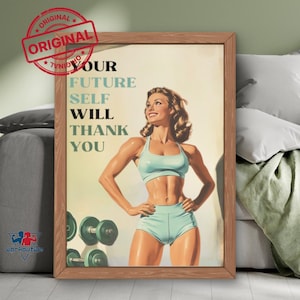 Retro Gym Poster print, Gym girl gifts, Gym decor, Workout Posters, Home Gym Wall Art, Gym Artwork, Exercise posters, Gym Motivation Art