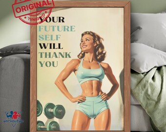 Retro Gym Poster print, Gym girl gifts, Gym decor, Workout Posters, Home Gym Wall Art, Gym Artwork, Exercise posters, Gym Motivation Art