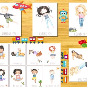 Kalmerende kaart voor kleuters, afdrukbare bronnen voor thuisonderwijs, gids voor yogahoudingen, yoga-flashkaarten voor kinderen, yogahoudingen leren, bewegingsactiviteit, pdf