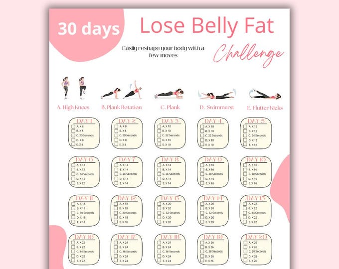 Lose Belly Fat 30day Challenge - Etsy Canada