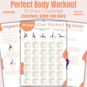 30 Days Challenge, 10 Mins Exercise, Christmas Gifted Workout, Elderly Workout, 30 Day Chair Challenge, 30 Days Challenge Printable, PDF