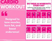 Beginner workout, Gym guide, Cardio challenge, Strength training tracker, Full body exercise, Fat burning, Digital Download, PRintable, PDF