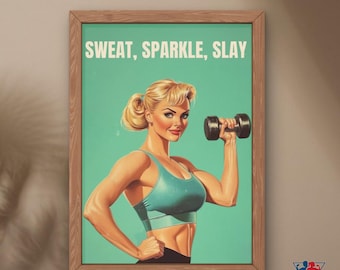 Exercise wall art, Dumbbells poster, Power lifting gift, Printable home gym art, Inspiring gym sign, Bodybuilding train, Printable, JPG, A4
