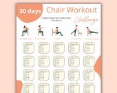 Workout Chair, Chair Workout Senior, Chair Yoga, Gifted Work Out Mom, Chair Workout Sheet, 30 Day Chair Yoga Challenge, Printable, PDF, A4