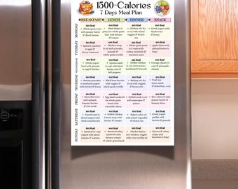 1500 Calories Diet Plan Food Chart, Weekly Low Calorie Food Planner, 1500 Calories Diet Food List,Weekly Meal Prep, Weight Loss Grocery List