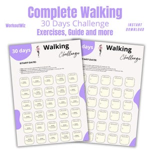 Walk Challenge, Run Tracker Printable, Walking Printe, 30 Days Challenge Printable, 30 days fitness challenge, Run Tracker Printable
