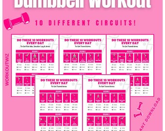 dumbbell workout plan, printable dumbbell workout, printable dumbbell workout home gym guide, upper body workout, dumbbell workout plan, PDF