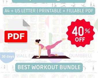 Lots de défis, Lot objectif de remise en forme, Lot de remise en forme à télécharger, Lot de sports, Lot de fesses, Lot de défis de 30 jours, Imprimable, PDF, A4