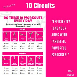 Sleek Arm, biceps triceps, arm fitness, triceps, bodyweight workout, arm home workout, a4 print, printable fully, pdf digital