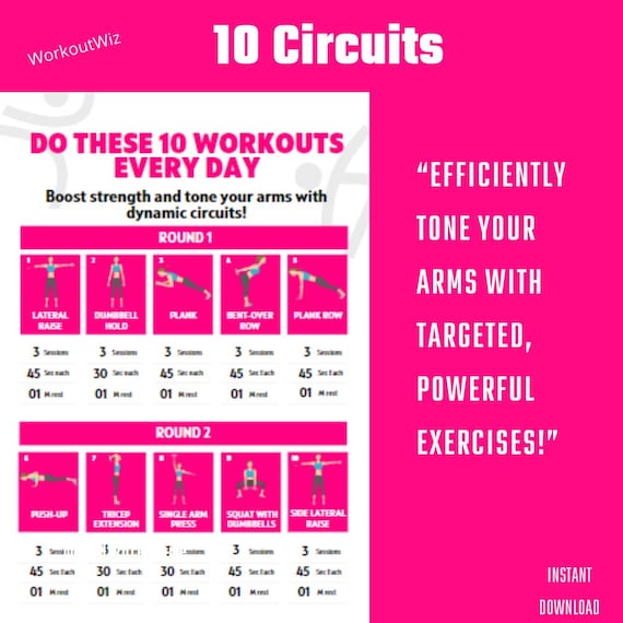Sleek Arm Biceps Triceps Arm Fitness Triceps Bodyweight Workout Arm Home Workout A4 Print Printable Fully Pdf Digital Etsy