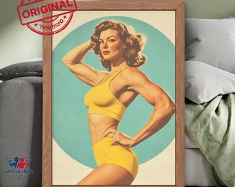 Woman Bodybuilder wall art Female Bodybuilding poster Gym Posters Retro gym wall art download Gym Art Print Home Gym Wall art Gym girl gifts
