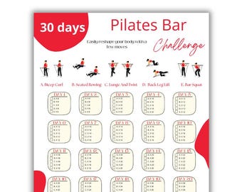 Pilates, Pilates Bar Exercises, Pilates Barre, Yoga Barre, Pilates Bar Workout, Pilates Exercise Gym, PDF, A4, Printable