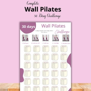 30 day wall pilates challenge, 30 day wall pilates, 30 days wall pilates, pilates workout plan, pilates exercise poster, Printable, PDF, A4