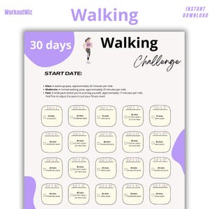 Month Tracker Steps, 30 Days Workout Challenge, Challenge Run Walk, Steps Tracker Sheet, 30 days challenge digital, 30 day challenge tracker