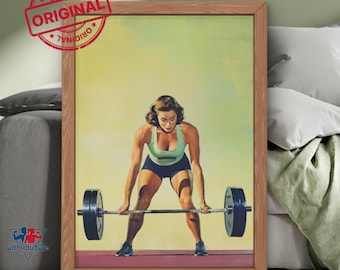 Retro Gym Poster Home Gym Wand Kunst Workout Weiblich Bodybildung Weibliches Fitness Poster Crossfit Geschenke Gewichtheben Gewichtheber Geschenk