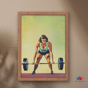 Retro gym decoration, Bodybuilder poses, Female bodybuilding art, Printable home gym art, Stay fit motivation, Fitness studio decor