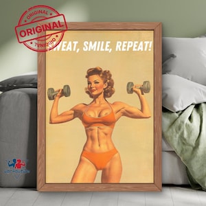 Gym lovers poster, Funny weightlifter gift, Fitness loving gifts, Dumbbell printable, Retro fitness poster, Bodybuilder printable, JPG, A4
