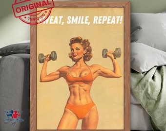 Gym Print, Gym gifts for women, Gym Quotes Wall Art, Retro poster, Gym motivation poster, gym download, Gym Art Work, Fitness motivation