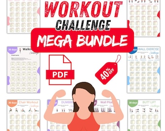 Ultimate Workout Bundle | Workout Workbook | 8 Product | 30 Day Workout Challenge | House Workout | Digital Product | Printable PDF |A4&USL
