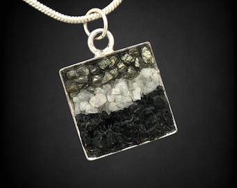 Mosaic Jewelry - Moonstone, Pyrite and Tourmaline Mosaic Pendant
