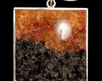 Unique Micro Mosaic Jewelry - Contemporary Gemstone Mosaic Pendant
