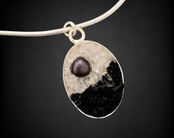 Mosaic Jewelry - Pearl, Moonstone and Tourmaline Mosaic Pendant