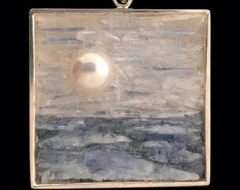 Contemporary Handcrafted Micro Mosaic Gemstone Pendant - One of a Kind Statement Piece