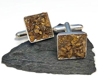 Handcrafted Bronzite Mosaic Cuff Links