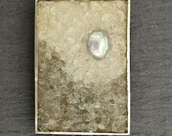 One of a Kind Gemstone Mosaic Combination Pin Pendant - Pearl, Moonstone and Labradorite